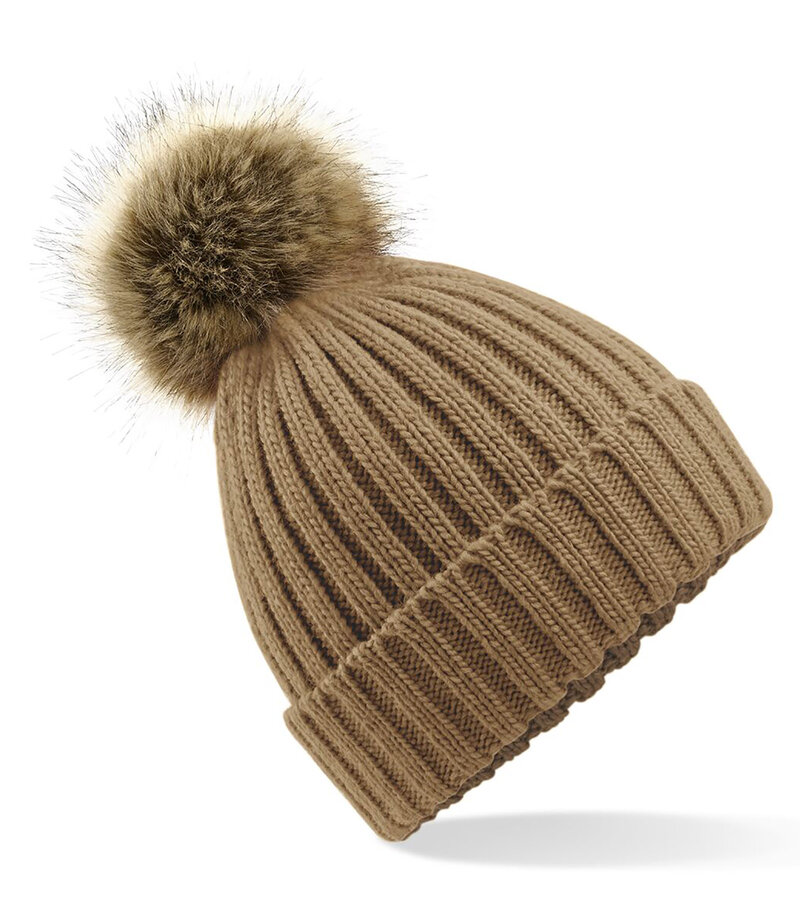 Beechfield_Faux-Fur-Pop-Pom-Chunky-Beanie_B412_Biscuit