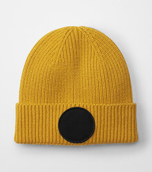 Beechfield_Circular-Fashion-Patch-Beanie_B332R_mustard_black_flat-shot