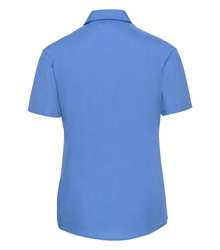 Russell-Ladies-Short-Sleeve-Fitted-Polycotton-Poplin-Shirt-935F-Corporate-blue-back
