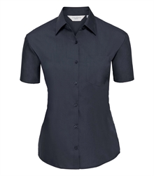 Russell-Ladies-Short-Sleeve-Fitted-Polycotton-Poplin-Shirt-935F-French-navy-front