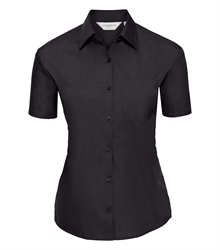 Russell-Ladies-Short-Sleeve-Fitted-Polycotton-Poplin-Shirt-935F-black-front