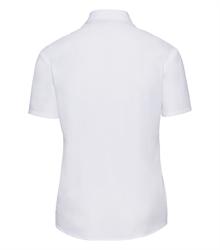 Russell-Ladies-Short-Sleeve-Fitted-Polycotton-Poplin-Shirt-935F-white-back