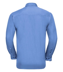 Russell-Mens-Long-Sleeve-Classic-Polycotton-Poplin-Shirt-934M-Corporate-blue-back