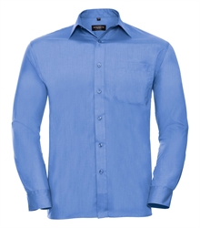 Russell-Mens-Long-Sleeve-Classic-Polycotton-Poplin-Shirt-934M-Corporate-blue-front