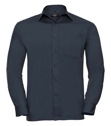 Russell-Mens-Long-Sleeve-Classic-Polycotton-Poplin-Shirt-934M-French-navy-front