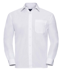 Russell-Mens-Long-Sleeve-Classic-Polycotton-Poplin-Shirt-934M-white-front