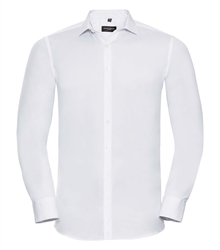 Russell-Mens-Long-Sleeve-Fitted-Ultimate-Stretch-Shirt-960M-white-front