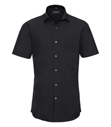 Russell-Mens-Short-Sleeve-Fitted-Ultimate-Stretch-Shirt-961M-black-front