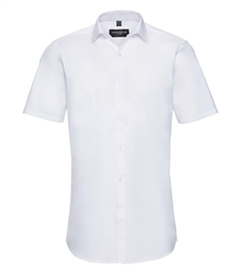 Russell-Mens-Short-Sleeve-Fitted-Ultimate-Stretch-Shirt-961M-white-front