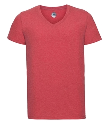 Russell-Mens-v-neck-HD-T-166M-red-marl-front