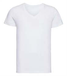 Russell-Mens-v-neck-HD-T-166M-white-front