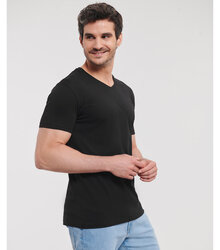 Russell_Mens-Pure-Organic-V-Neck-Tee_103M_0R103M036_Model_side