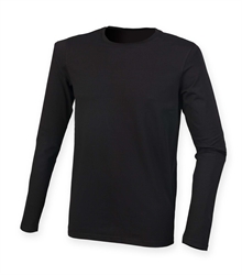 Skinni-Fit-mens-feel-good-stretch-long-sleeve-t-shirt-SF124-BLACK-TORSO-FRONT