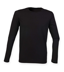 Skinni-Fit-mens-feel-good-stretch-long-sleeve-t-shirt-SF124-BLACK-TORSO-FRONTSIDE