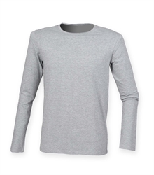 Skinni-Fit-mens-feel-good-stretch-long-sleeve-t-shirt-SF124-HEATHERGREY-TORSO-FRONTSIDE